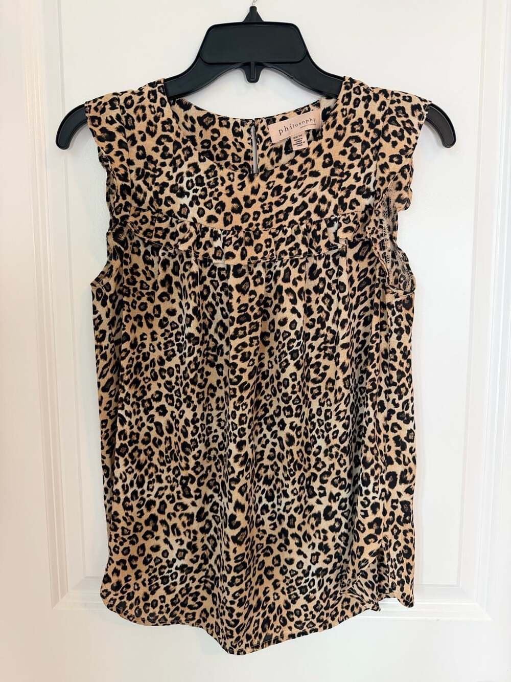 Philosophy Republic Clothing Leopard Print Ruffle Sleeve Blouse XS